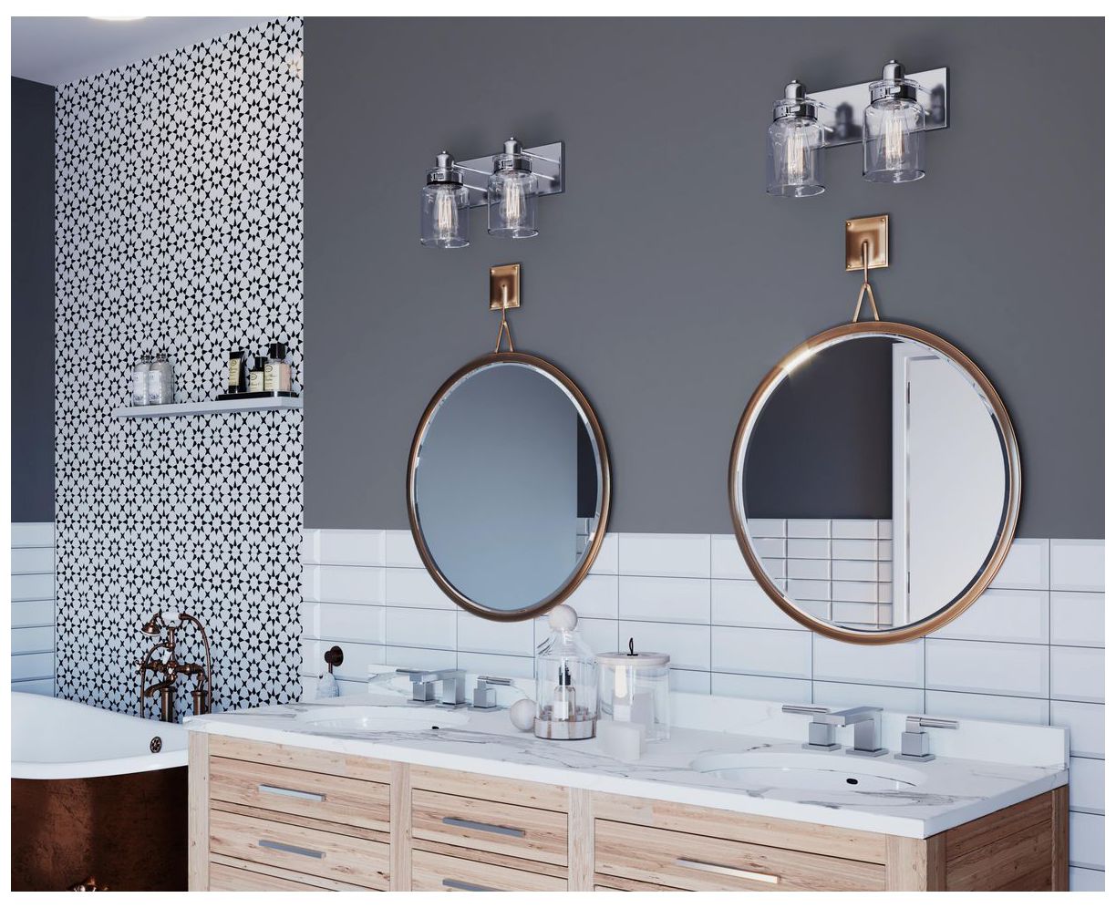 Image 3 Calhoun Collection Two-Light Clear Glass Farmhouse Bath Vanity Light more views