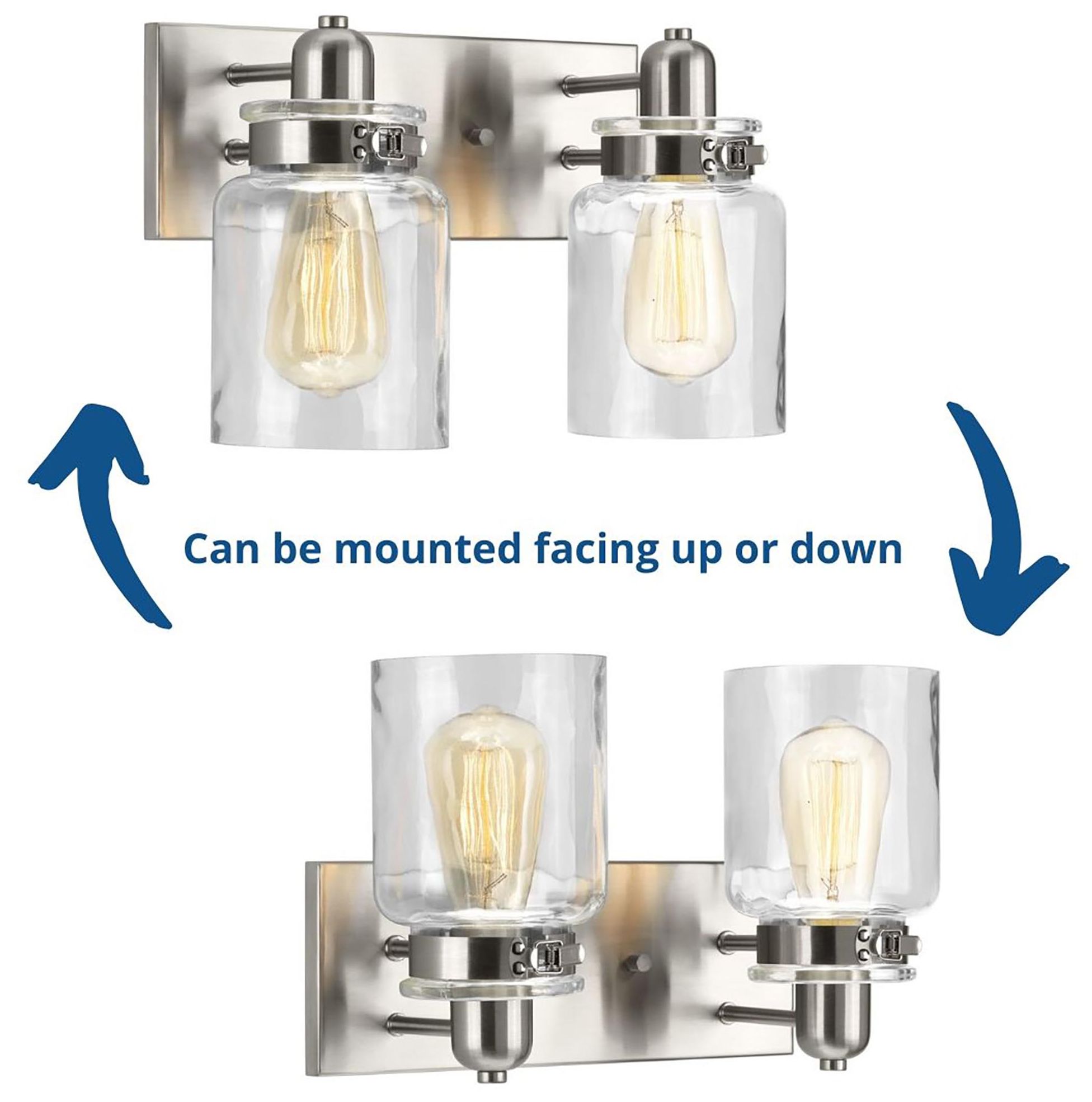 Calhoun Collection Two-Light Clear Glass Farmhouse Bath Vanity Light