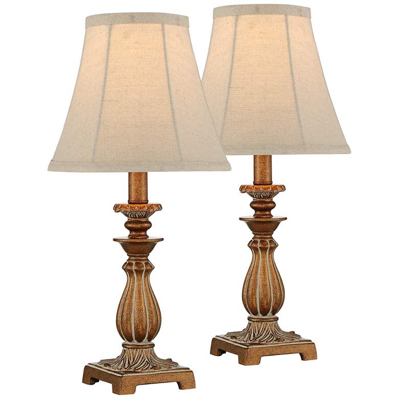 Image 1 Cali 18" High Golden Brown Candlestick Accent Lamps Set of 2