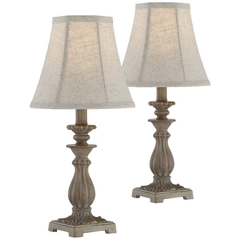 Cali 19&quot; High Beige Candlestick Accent Table Lamps Set of 2
