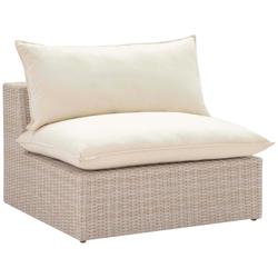 Cali Natural Faux Wicker Outdoor Armless Chair