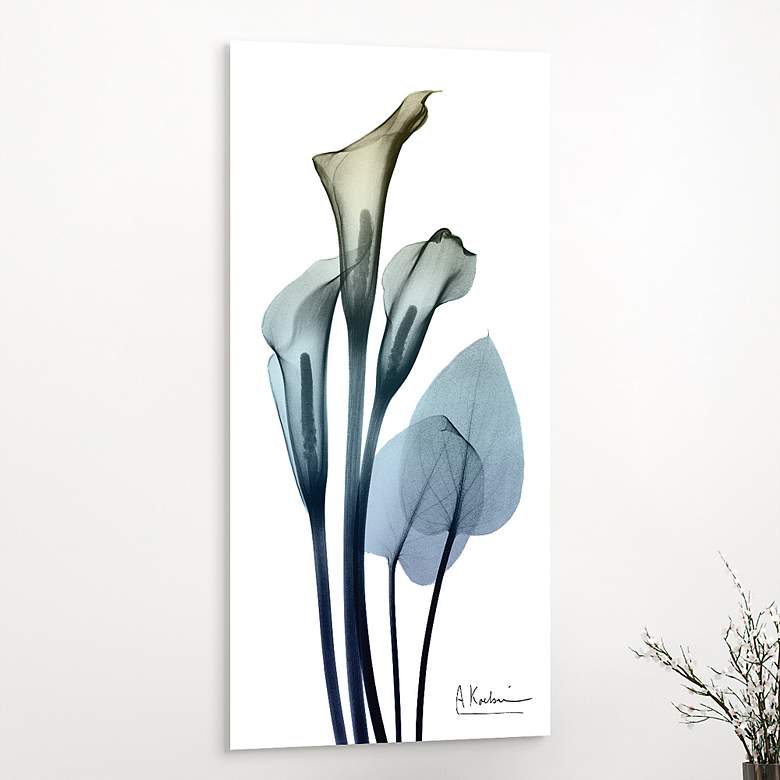 Image 2 Calia Lily 48 inchH Floating Tempered Glass Graphic Wall Art