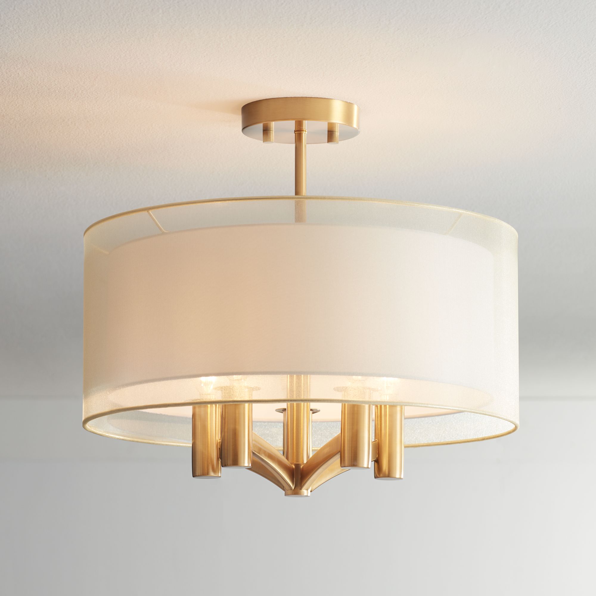 aged brass semi flush mount light