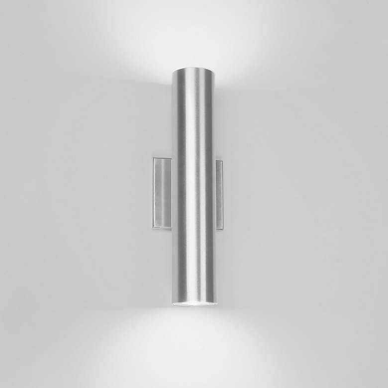 Image 1 Caliber 14" Brushed Aluminum Up-Down Modern LED Outdoor Wall Light