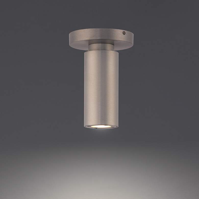 Image 1 Caliber 7.13"H x 2.63"W 1-Light Flush Mount in Brushed Aluminum