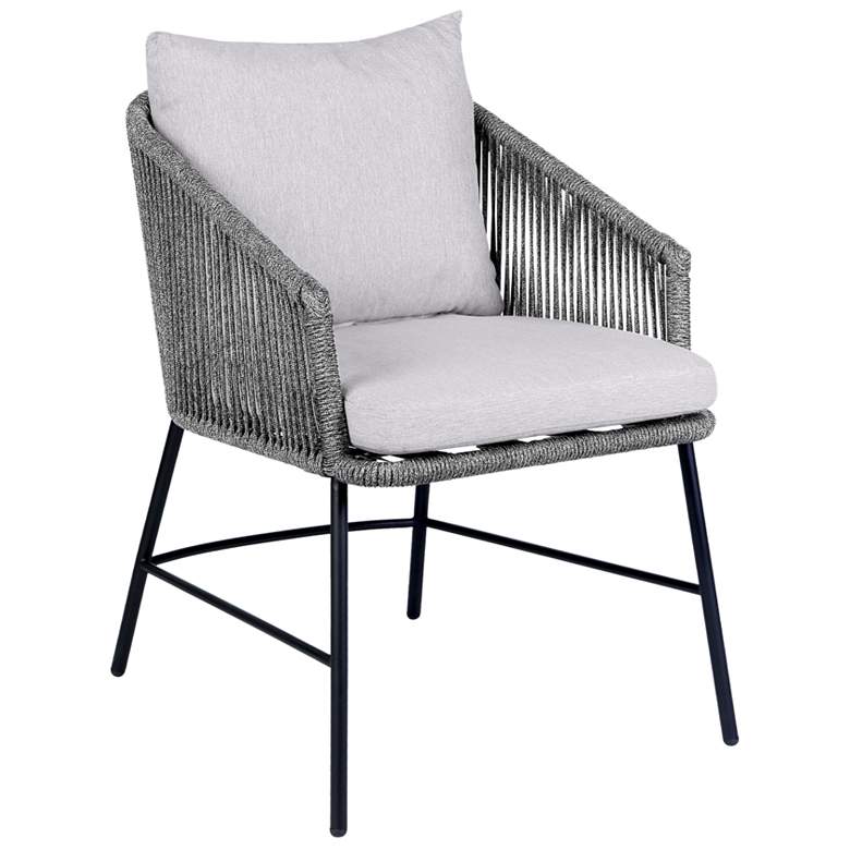 Image 1 Calica Outdoor Patio Dining Chair in Black Metal and Grey Rope