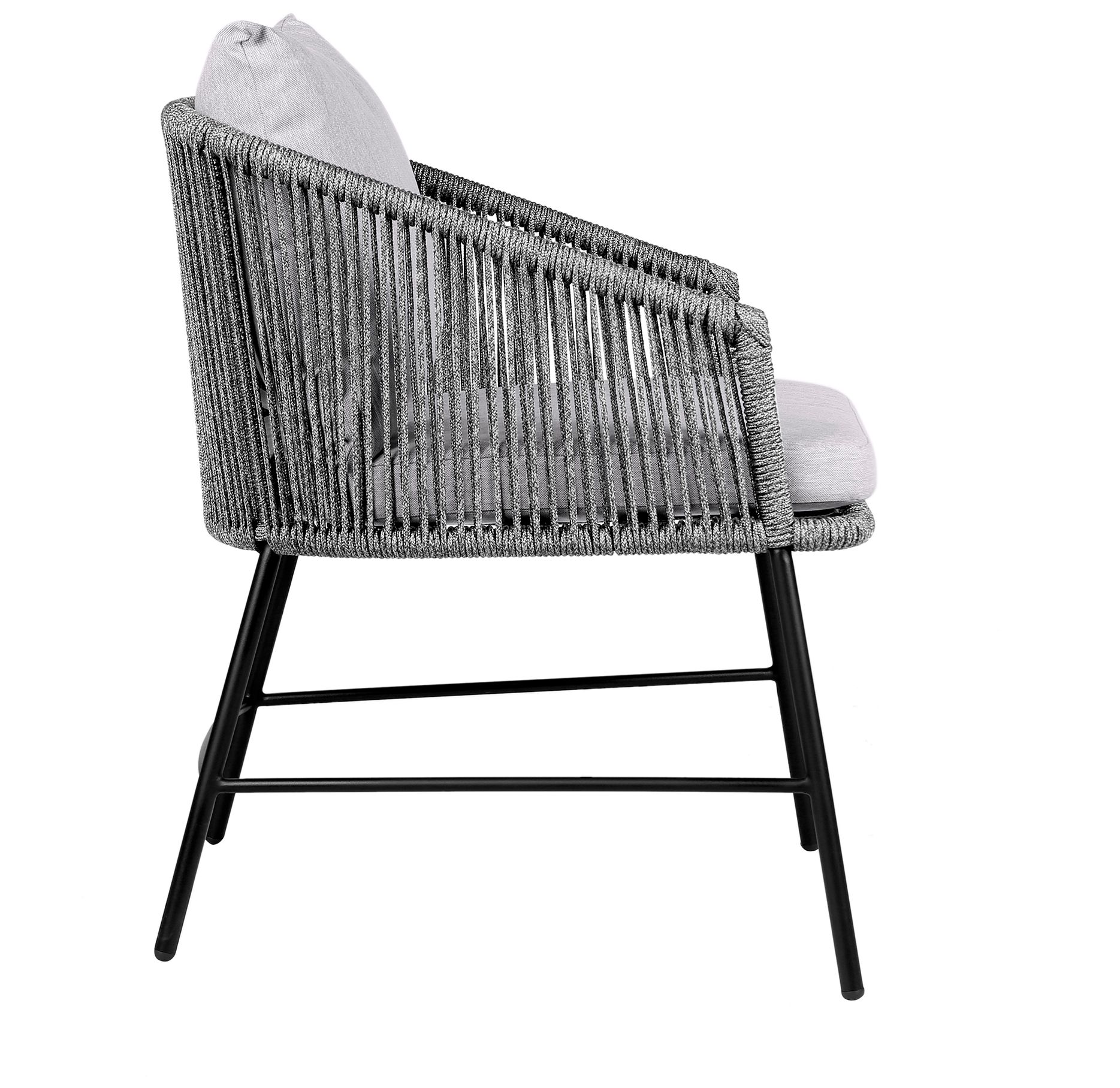 Image 4 Calica Outdoor Patio Dining Chair in Black Metal and Grey Rope more views