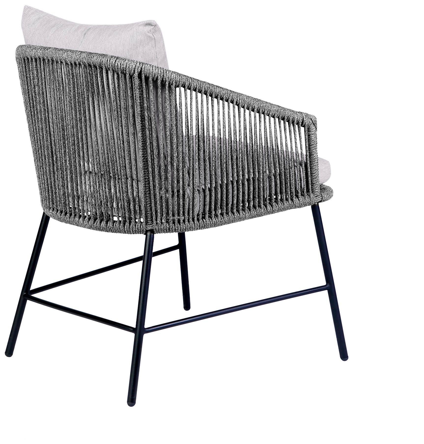 Image 5 Calica Outdoor Patio Dining Chair in Black Metal and Grey Rope more views