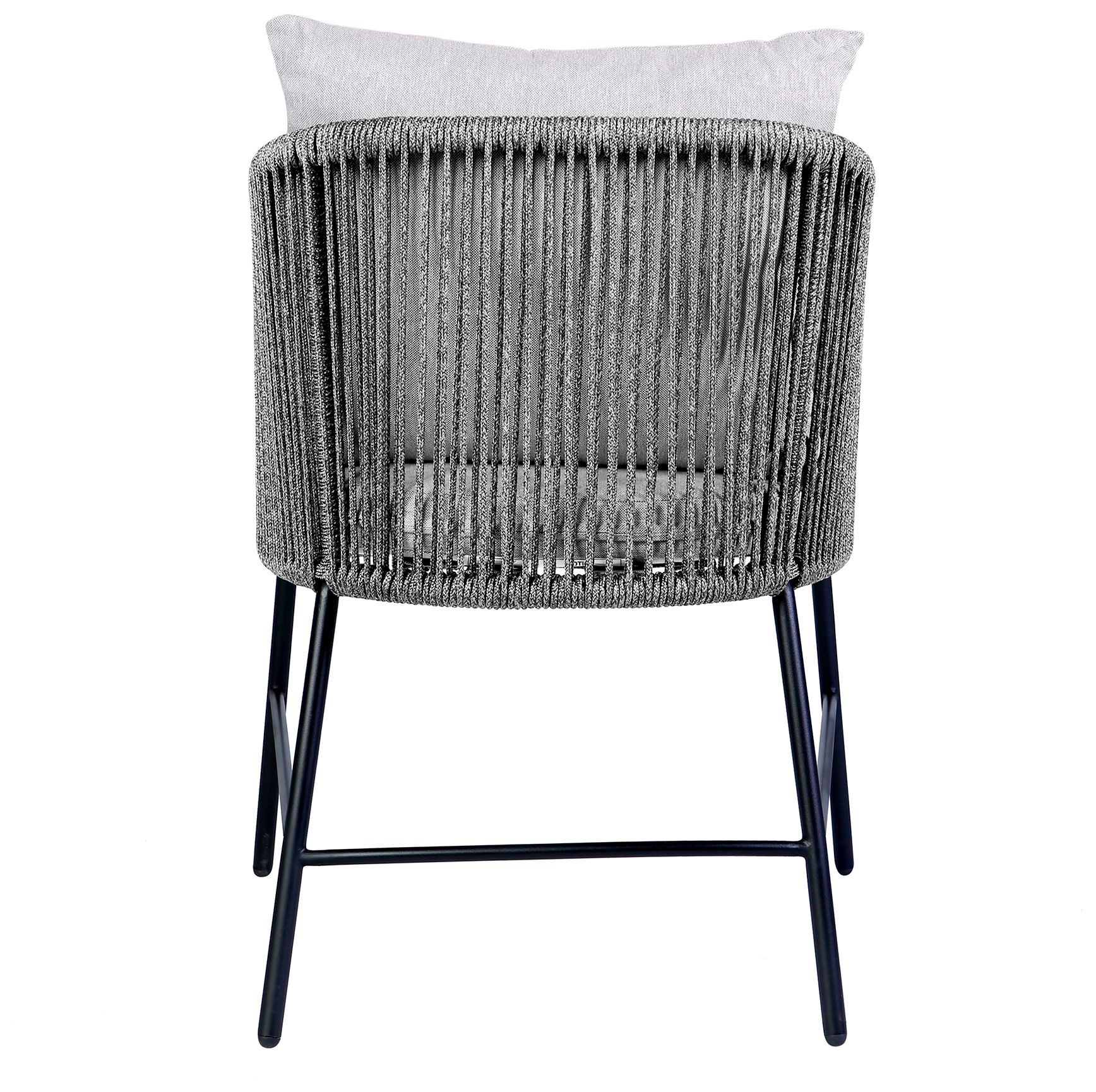 Image 6 Calica Outdoor Patio Dining Chair in Black Metal and Grey Rope more views