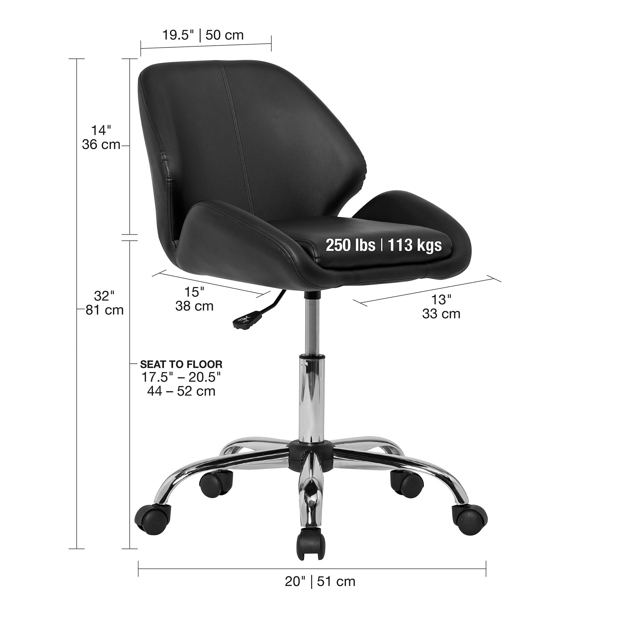 Calico Designs Black Pearl Adjustable Office Task Chair