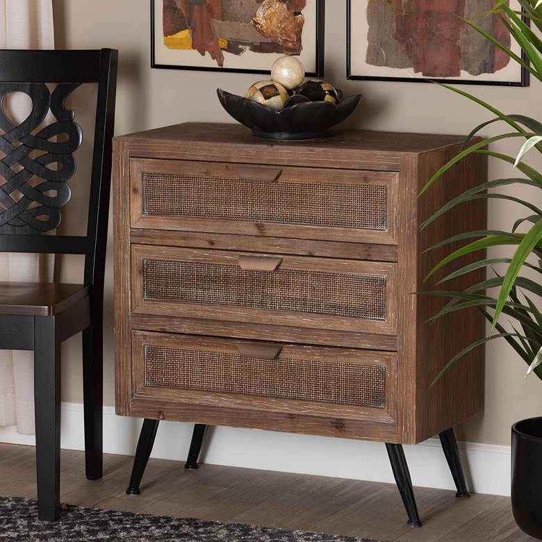 Image 1 Calida 27 1/2 inch Wide Natural Brown 3-Drawer Storage Cabinet