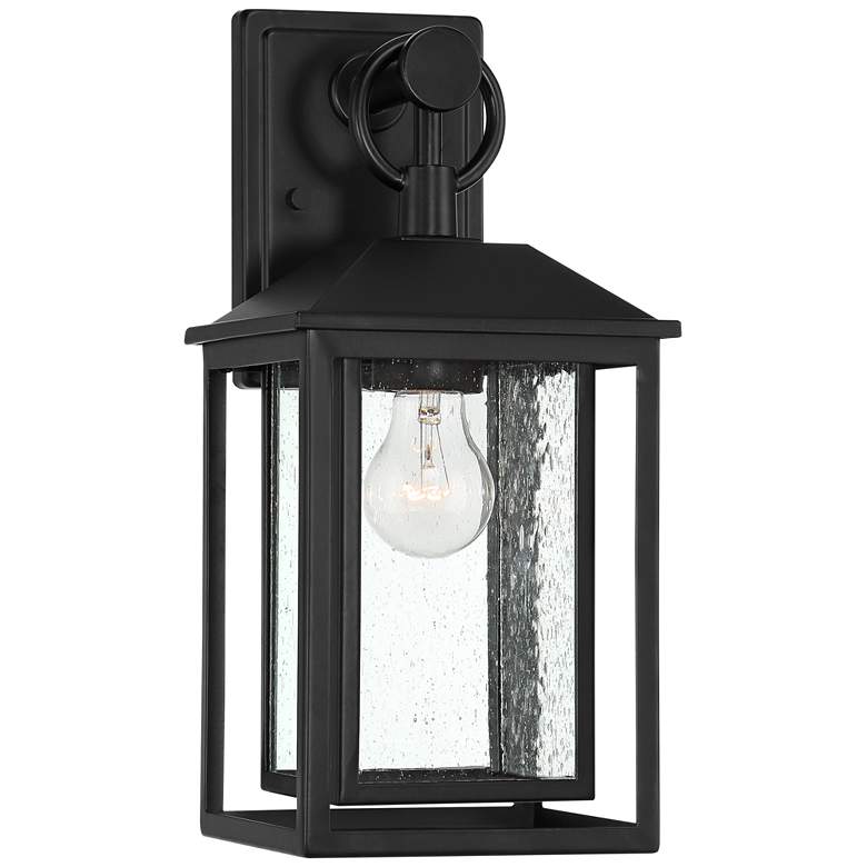 Image 2 Califa 15 1/4 inch Black Textured Glass Outdoor Wall Light