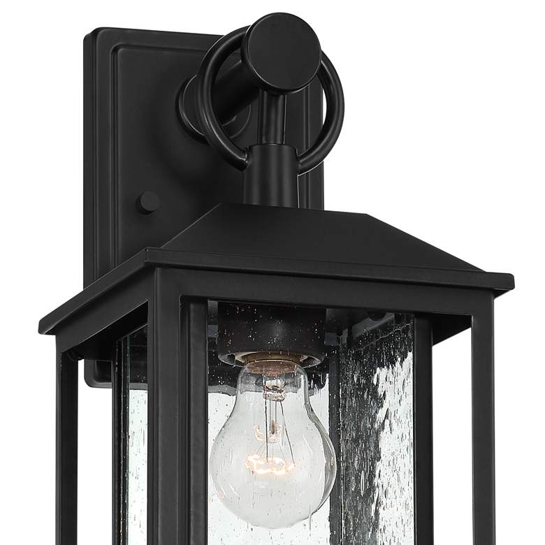 Image 3 Califa 15 1/4" Black Textured Glass Outdoor Wall Light more views