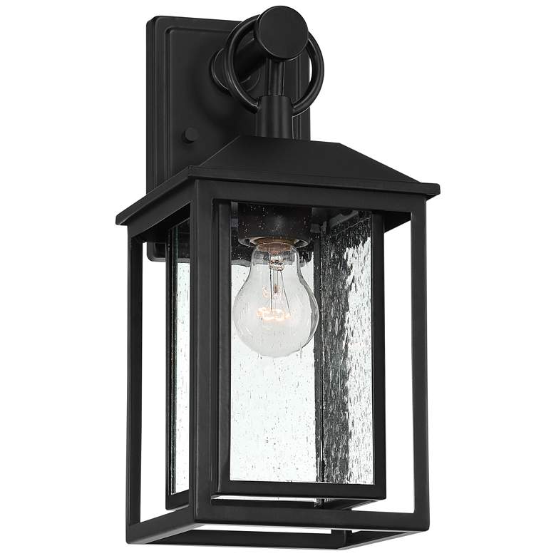 Image 5 Califa 15 1/4" Black Textured Glass Outdoor Wall Light more views