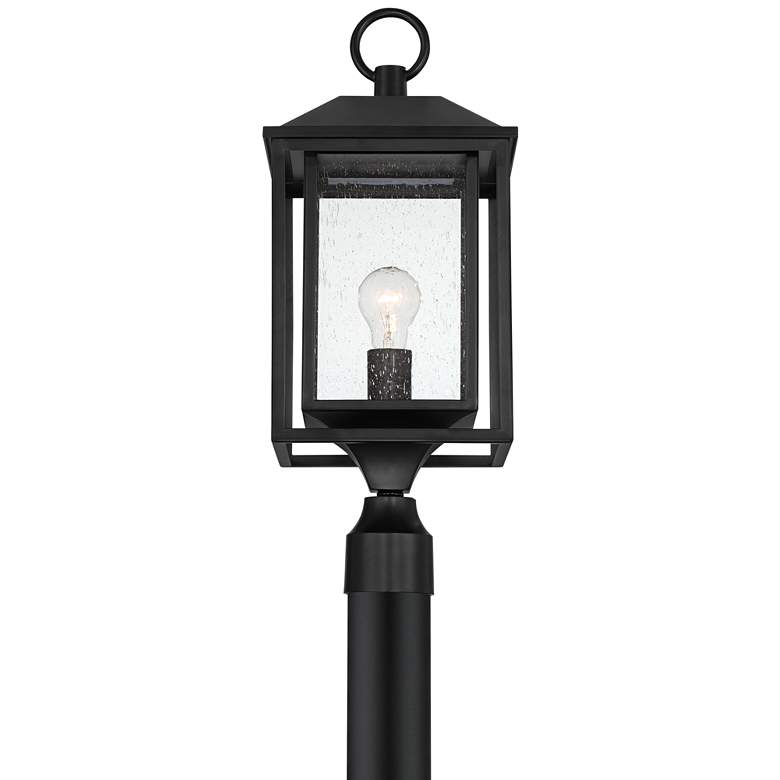 Califa 21 3/4&quot; High Black and Seeded Glass Outdoor Lantern Post Light more views