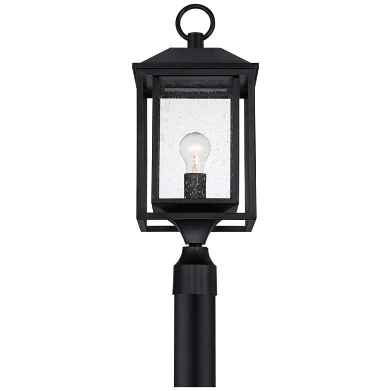 Image 4 Califa 21 3/4" High Black and Seeded Glass Outdoor Lantern Post Light more views