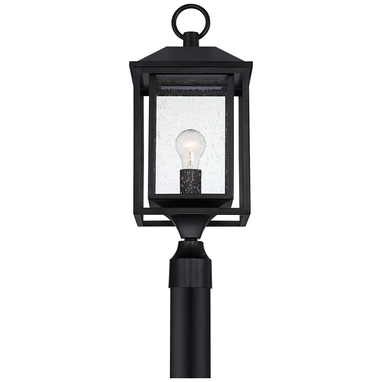 Image 4 Califa 21 3/4 inch High Black and Seeded Glass Outdoor Lantern Post Light more views