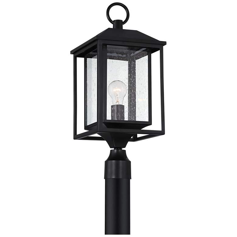 Image 5 Califa 21 3/4" High Black and Seeded Glass Outdoor Lantern Post Light more views
