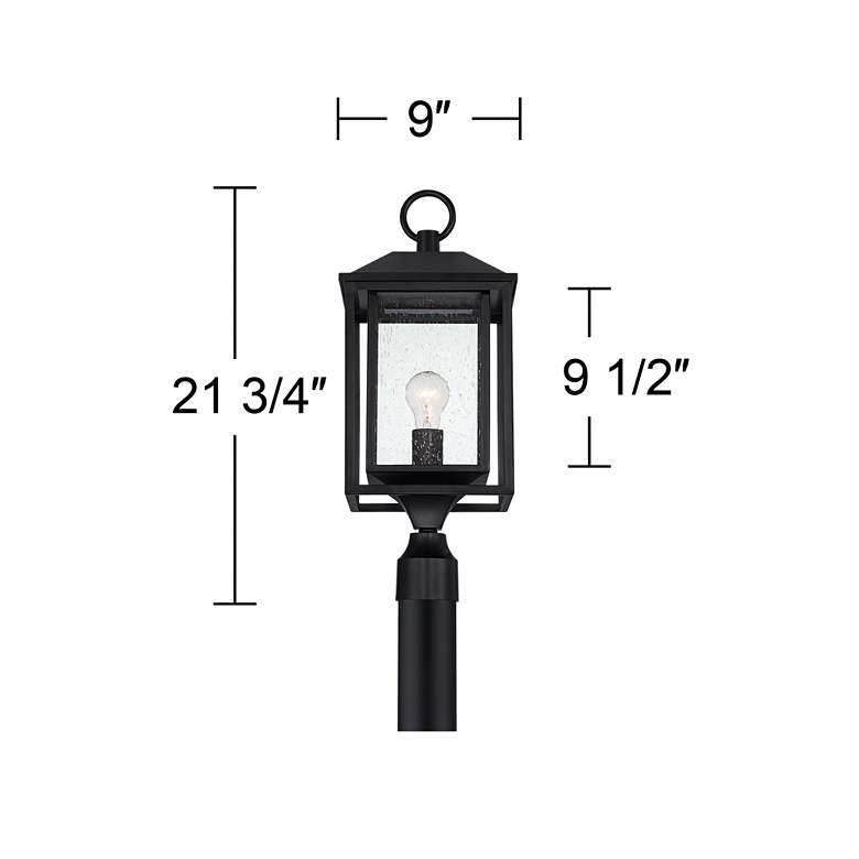 Image 6 Califa 21 3/4" High Black and Seeded Glass Outdoor Lantern Post Light more views
