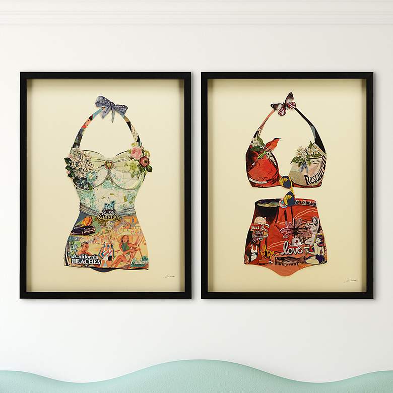Image 1 California and Monte Carlo Beach 33"H 2-Piece Wall Art Set