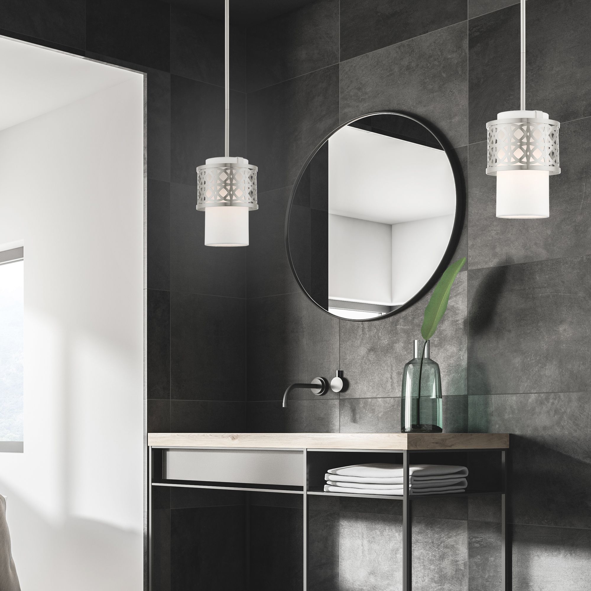 Calinda 1 Light Brushed Nickel Mini Pendant