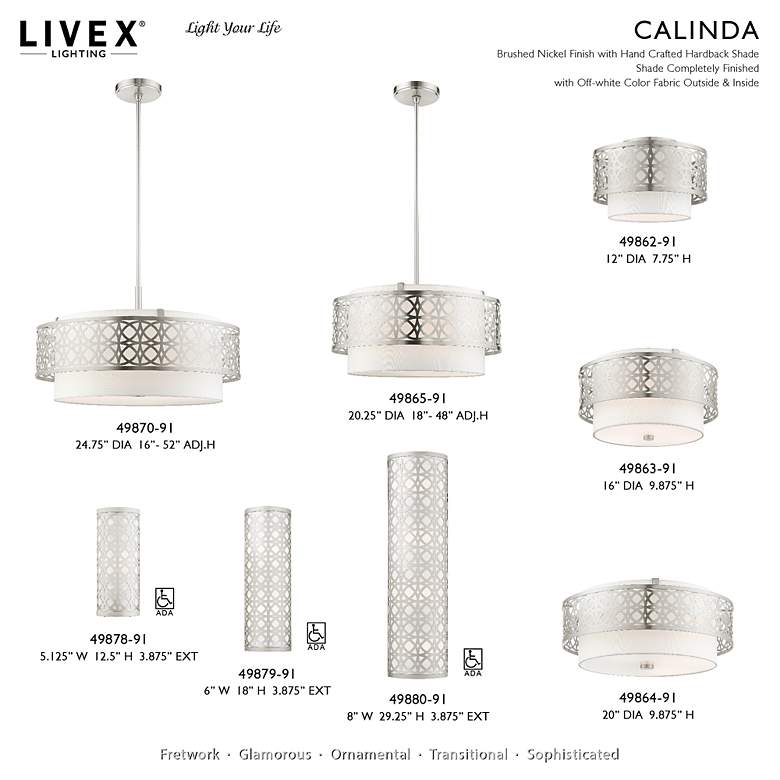Image 7 Calinda 1 Light Brushed Nickel Semi Flush more views