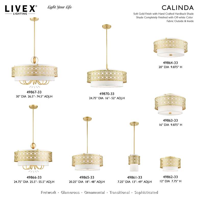 Image 7 Calinda 1 Light Soft Gold Semi Flush more views