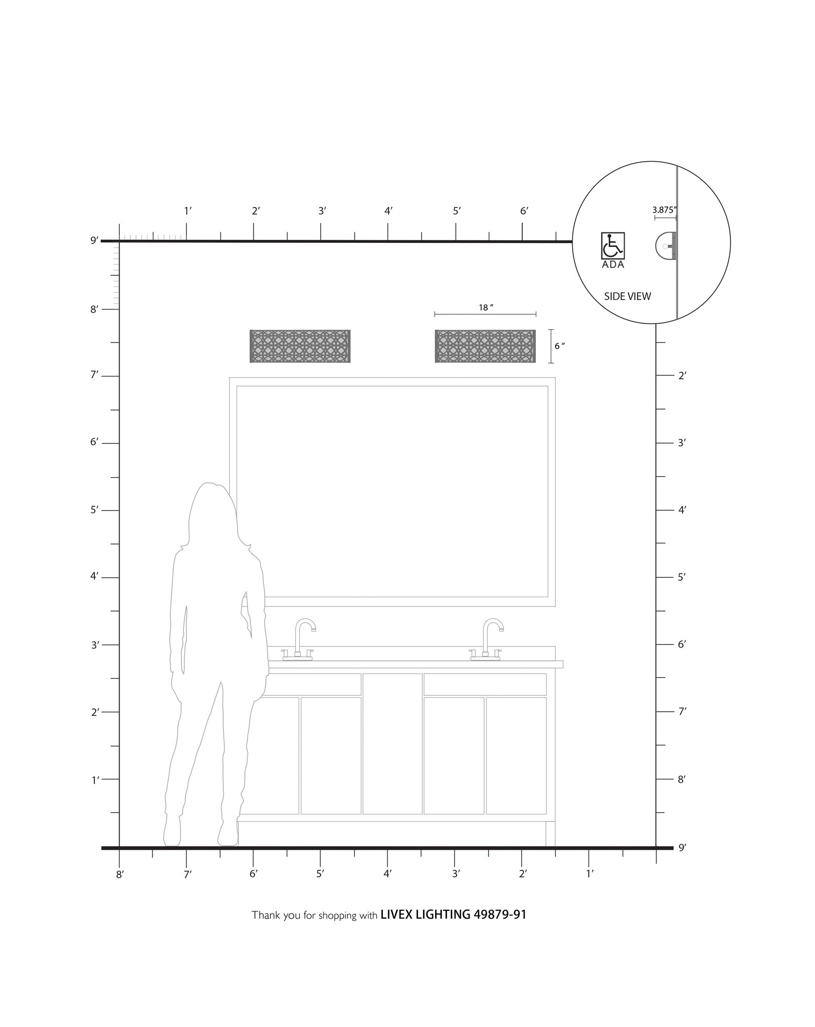 Calinda 2 Light Brushed Nickel ADA Sconce