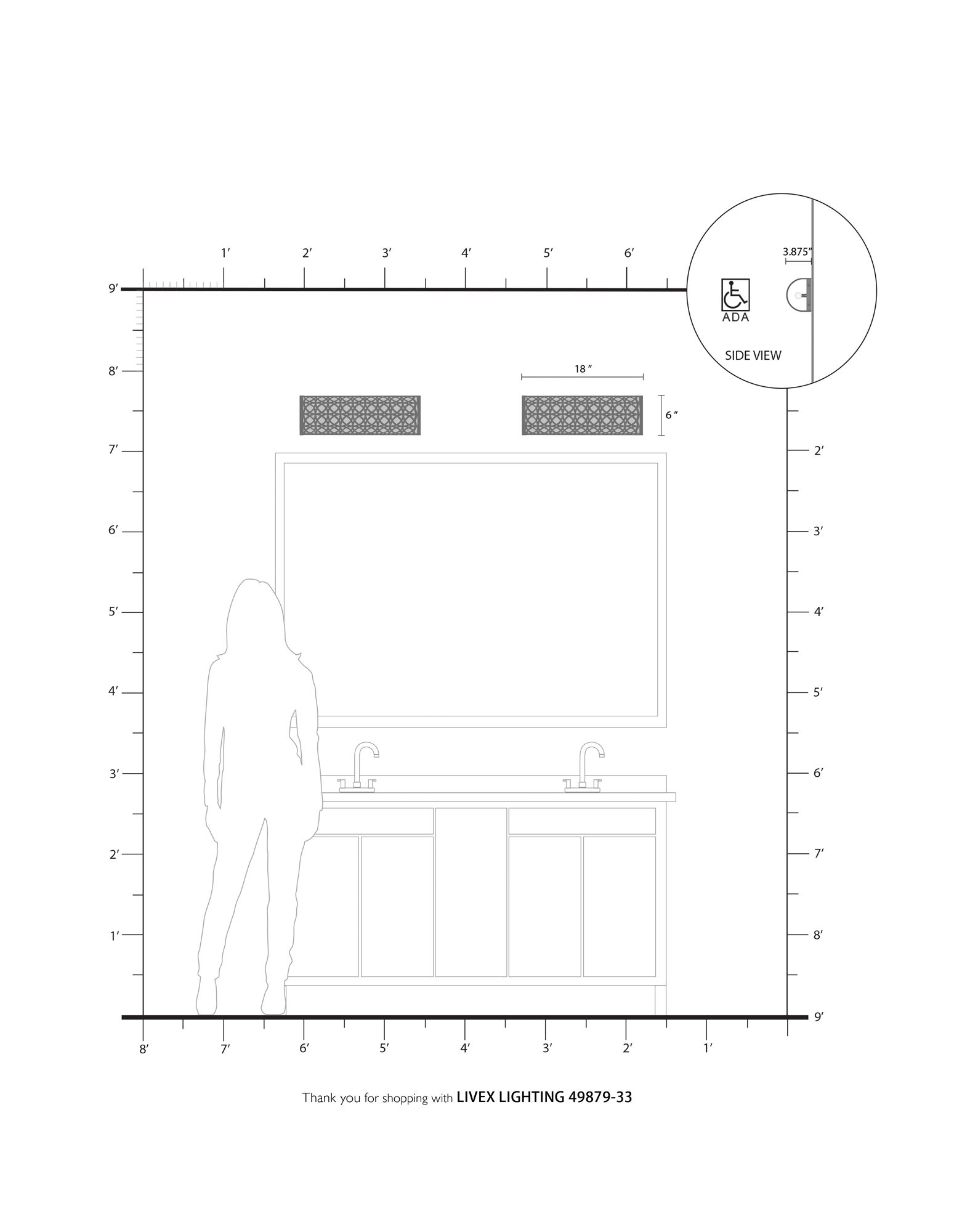 Calinda 2 Light Soft Gold ADA Sconce