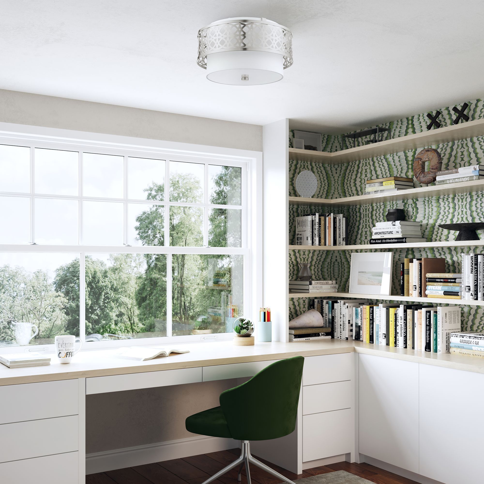 Calinda 3 Light Brushed Nickel Semi Flush