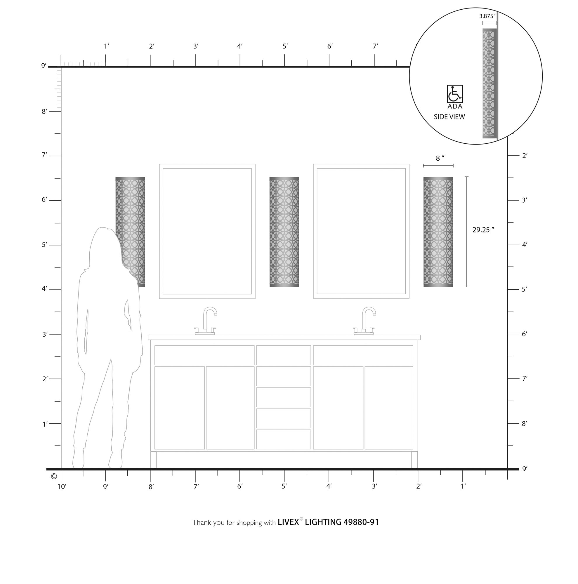 Calinda 4 Light Brushed Nickel ADA Sconce