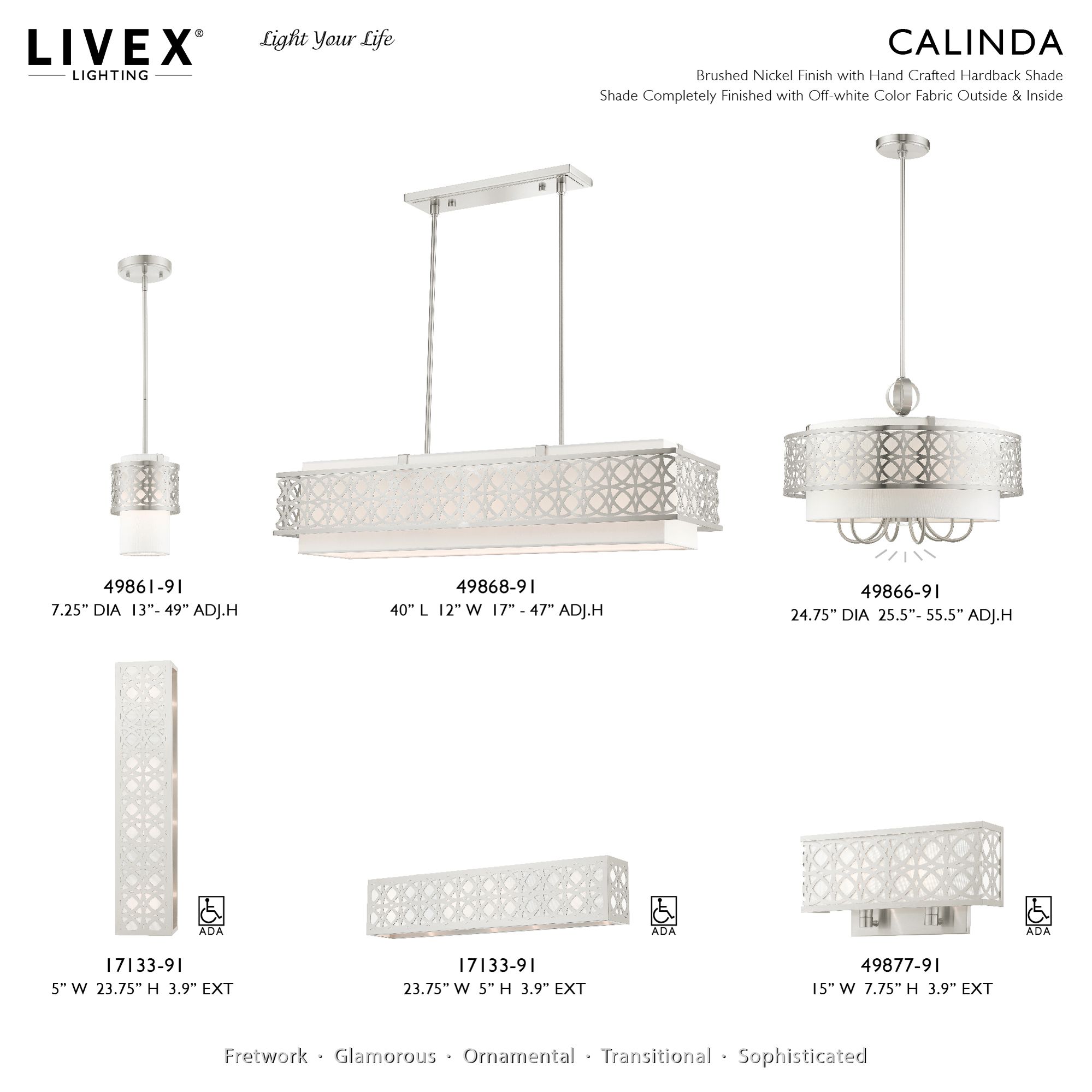Calinda 4 Light Brushed Nickel Semi Flush