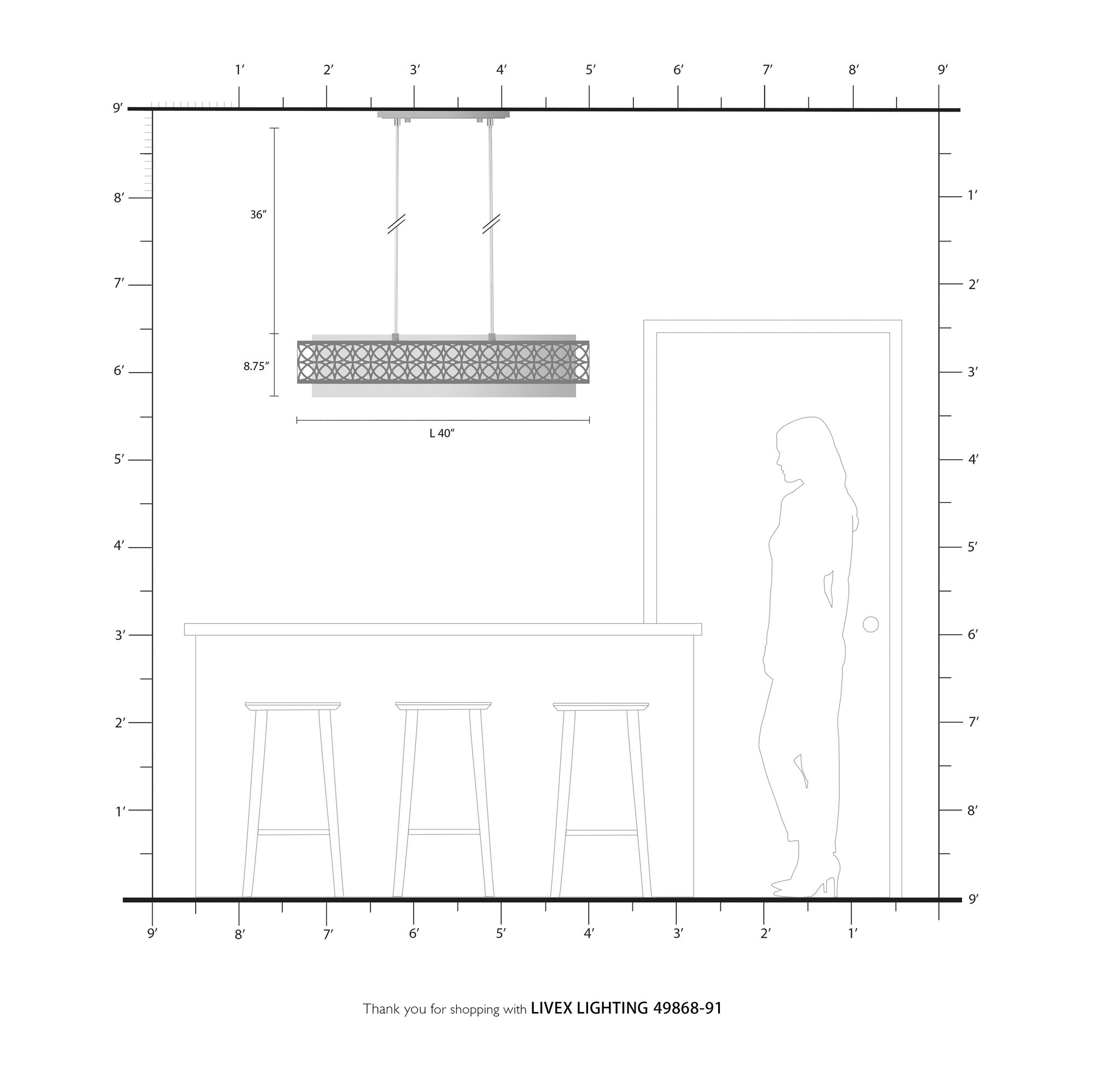 Calinda 40" Wide Brushed Nickel Linear Chandelier