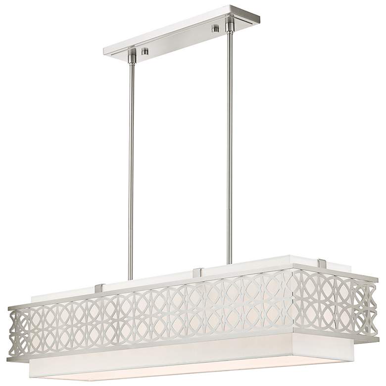 Image 7 Calinda 40" Wide Brushed Nickel Linear Chandelier more views