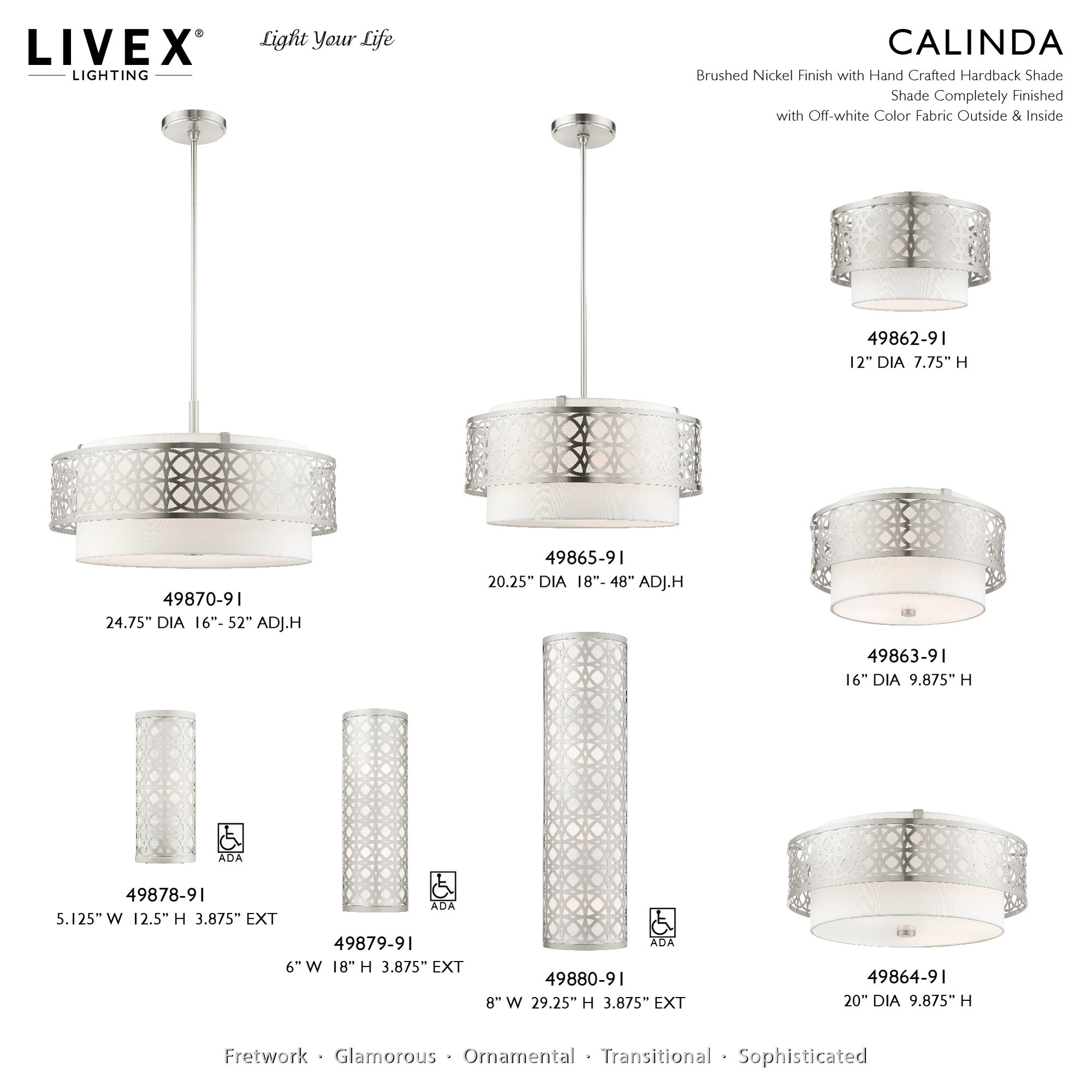 Calinda 5 Light Brushed Nickel Pendant Chandelier