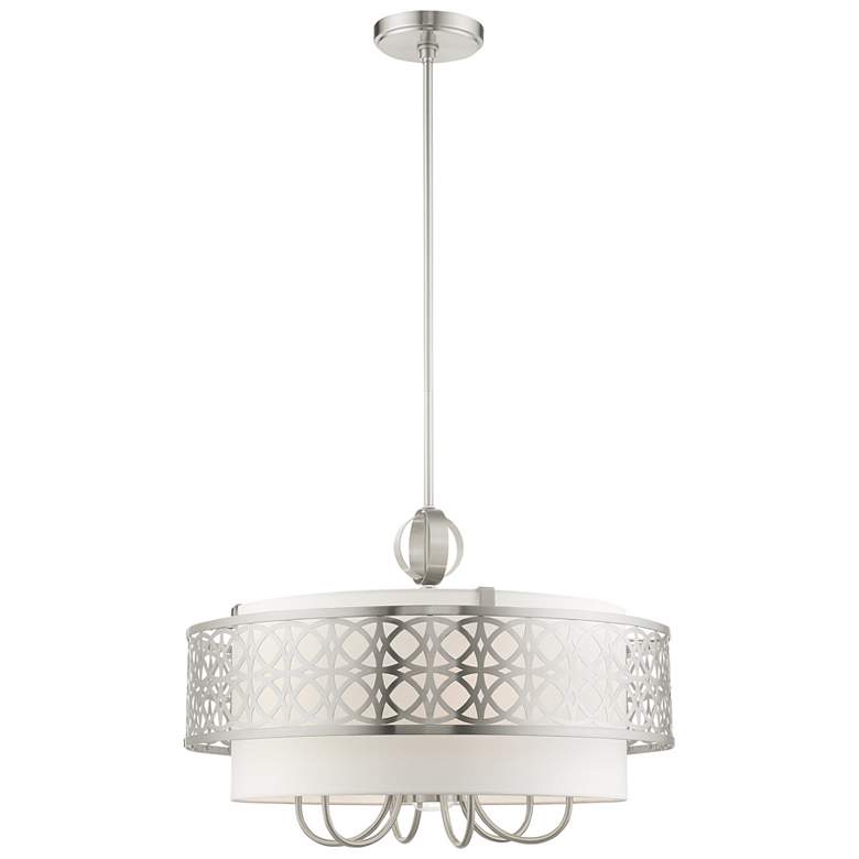 Image 1 Calinda 7 Light Brushed Nickel Pendant Chandelier