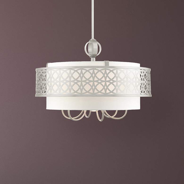 Image 1 Calinda 7 Light Brushed Nickel Pendant Chandelier