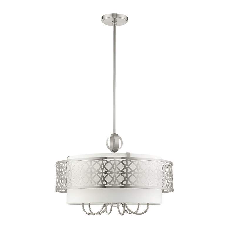 Image 3 Calinda 7 Light Brushed Nickel Pendant Chandelier more views