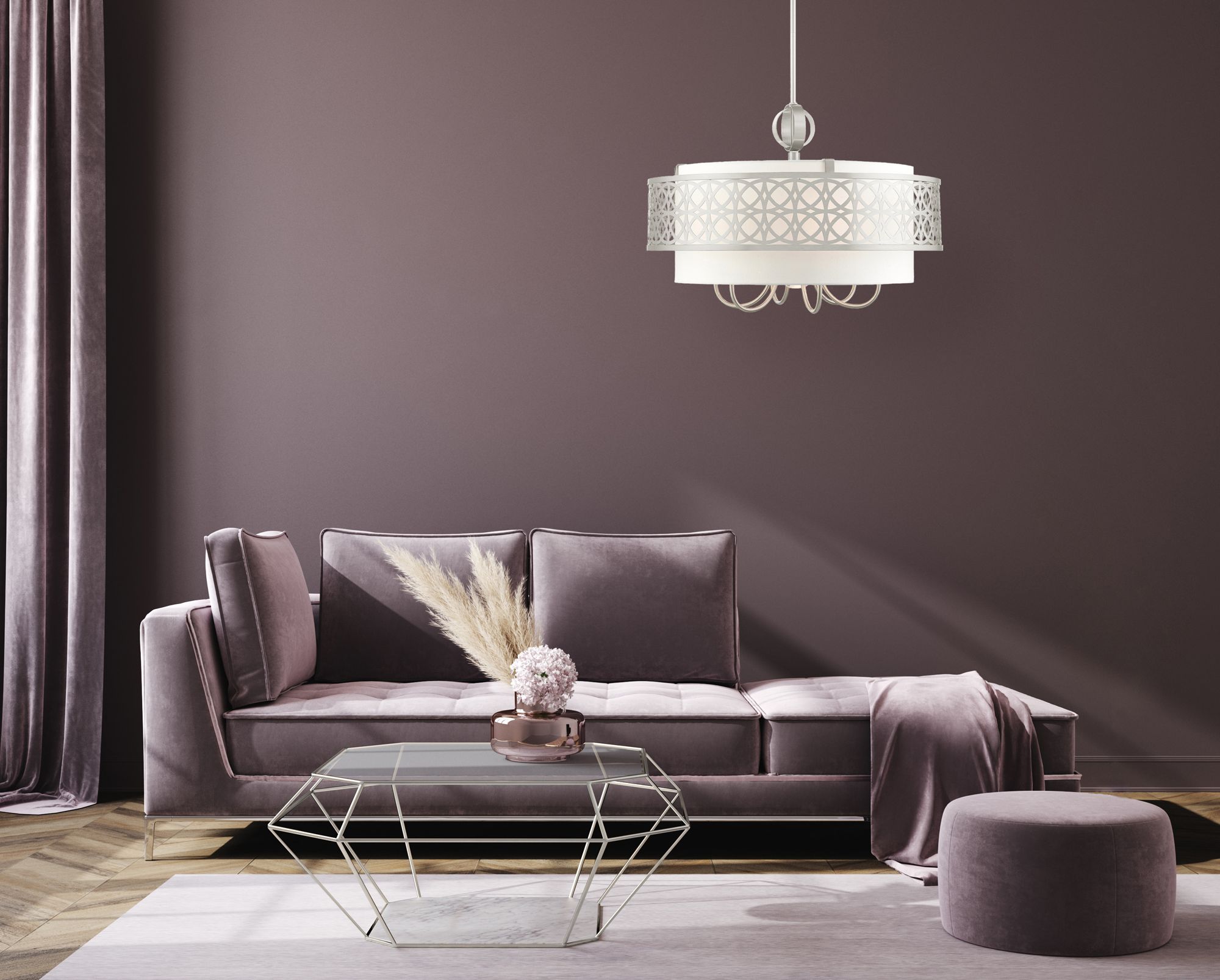 Calinda 7 Light Brushed Nickel Pendant Chandelier