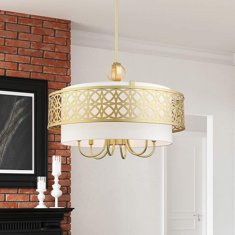 Image 1 Calinda 7 Light Soft Gold Pendant Chandelier
