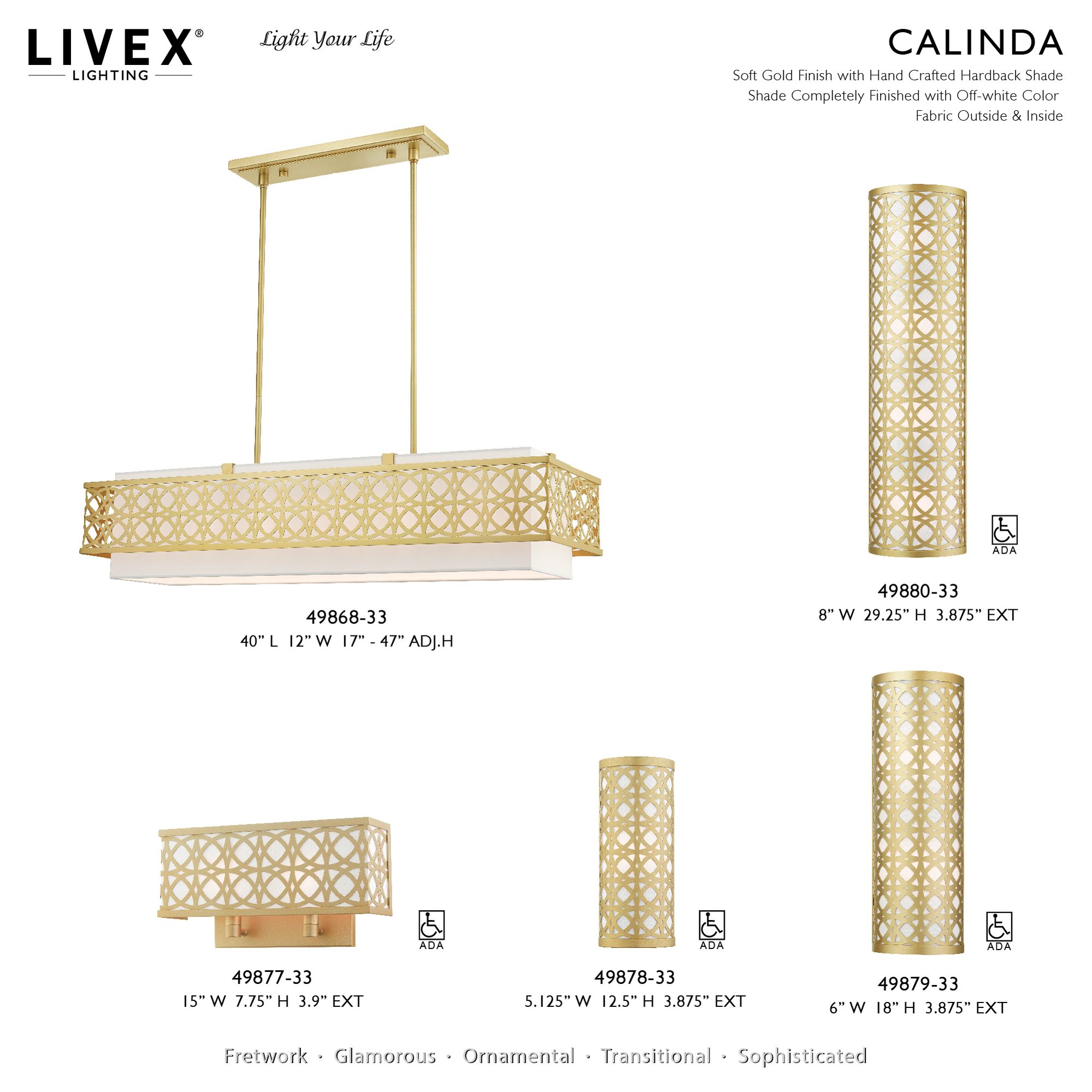 Calinda 9 Light Soft Gold Pendant Chandelier