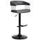 Calista Adjustable Bar Stool in Black Metal and Grey Faux Leather