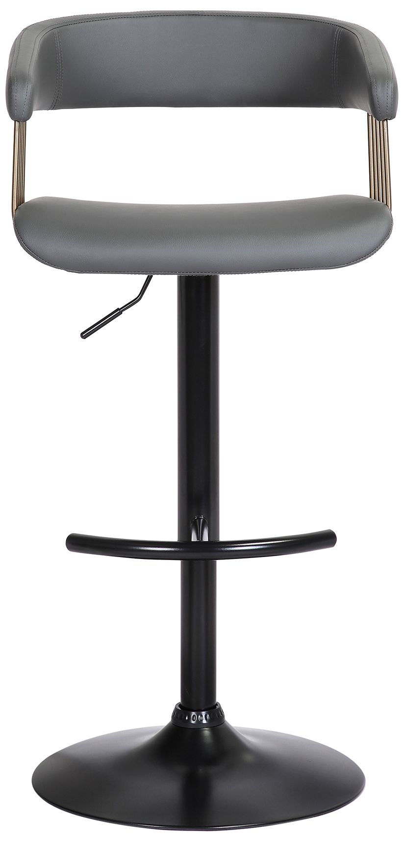 Image 3 Calista Adjustable Bar Stool in Black Metal and Grey Faux Leather more views