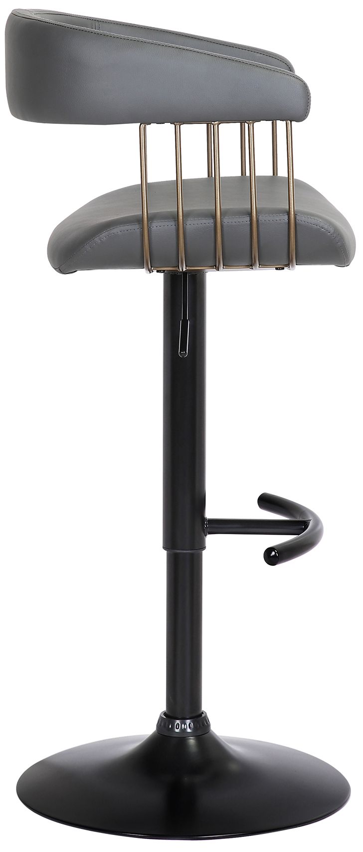 Image 4 Calista Adjustable Bar Stool in Black Metal and Grey Faux Leather more views