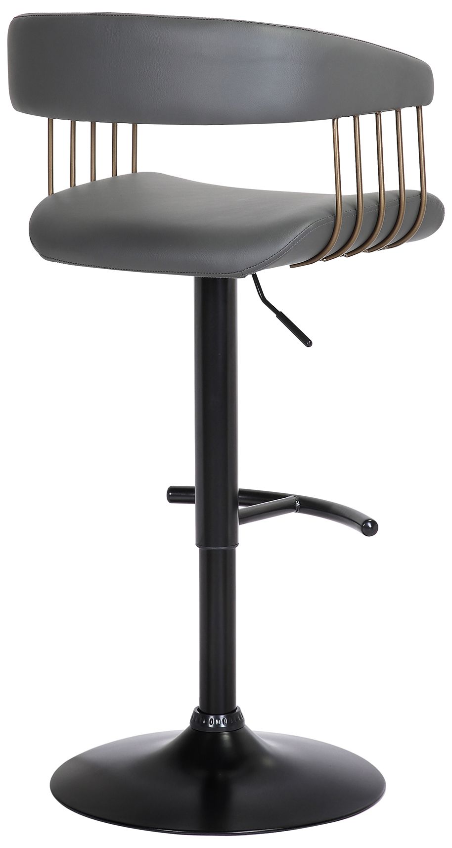 Image 5 Calista Adjustable Bar Stool in Black Metal and Grey Faux Leather more views