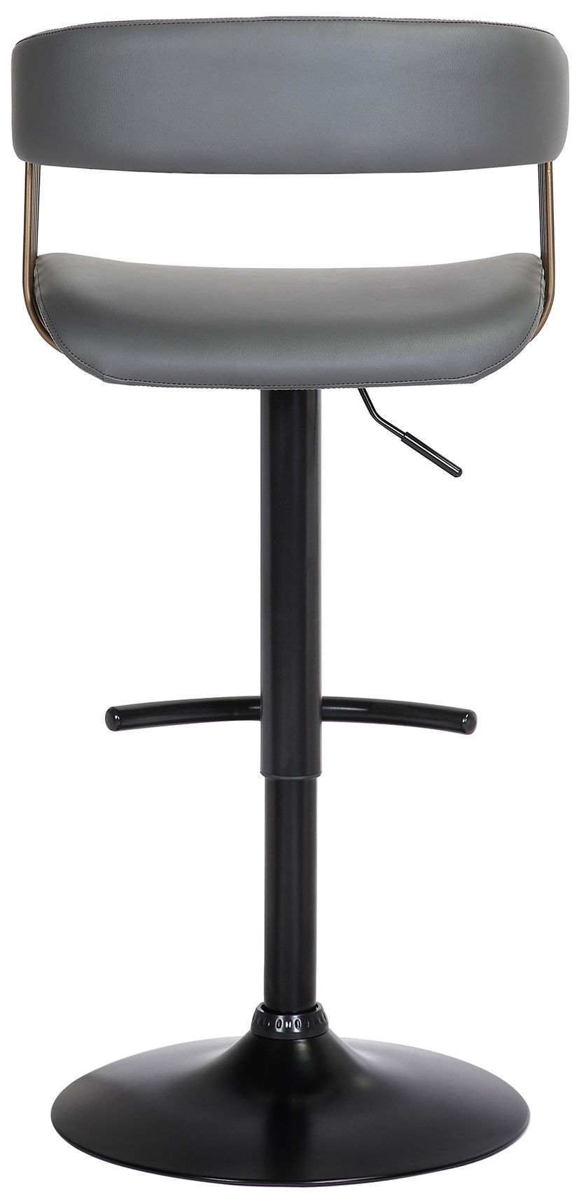 Image 6 Calista Adjustable Bar Stool in Black Metal and Grey Faux Leather more views
