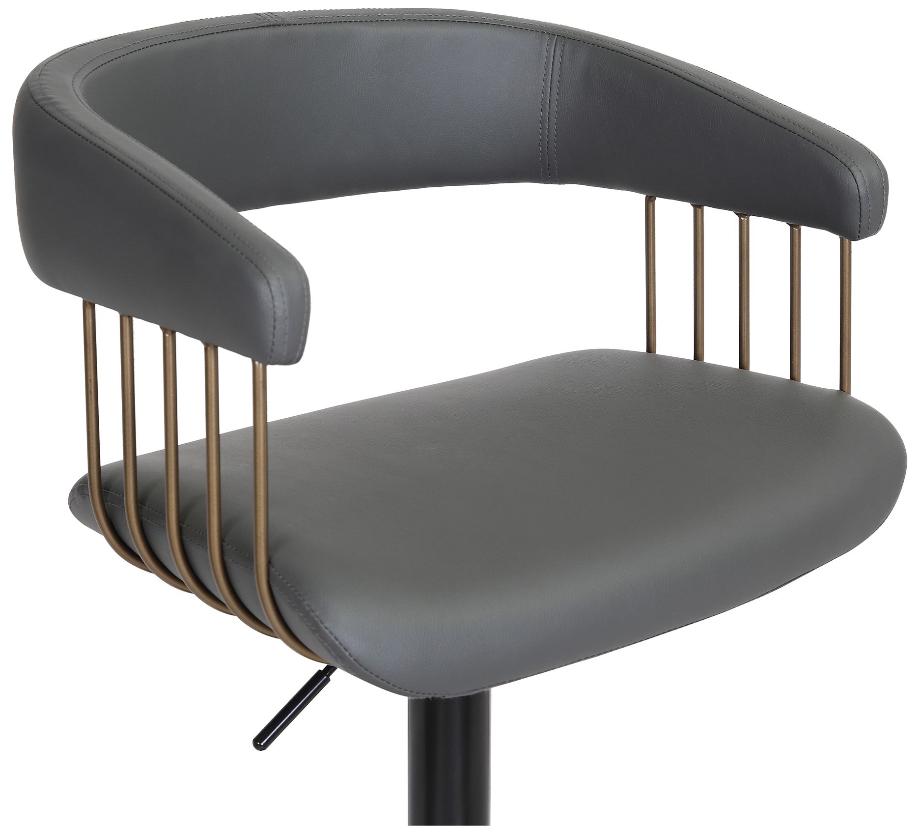 Image 7 Calista Adjustable Bar Stool in Black Metal and Grey Faux Leather more views