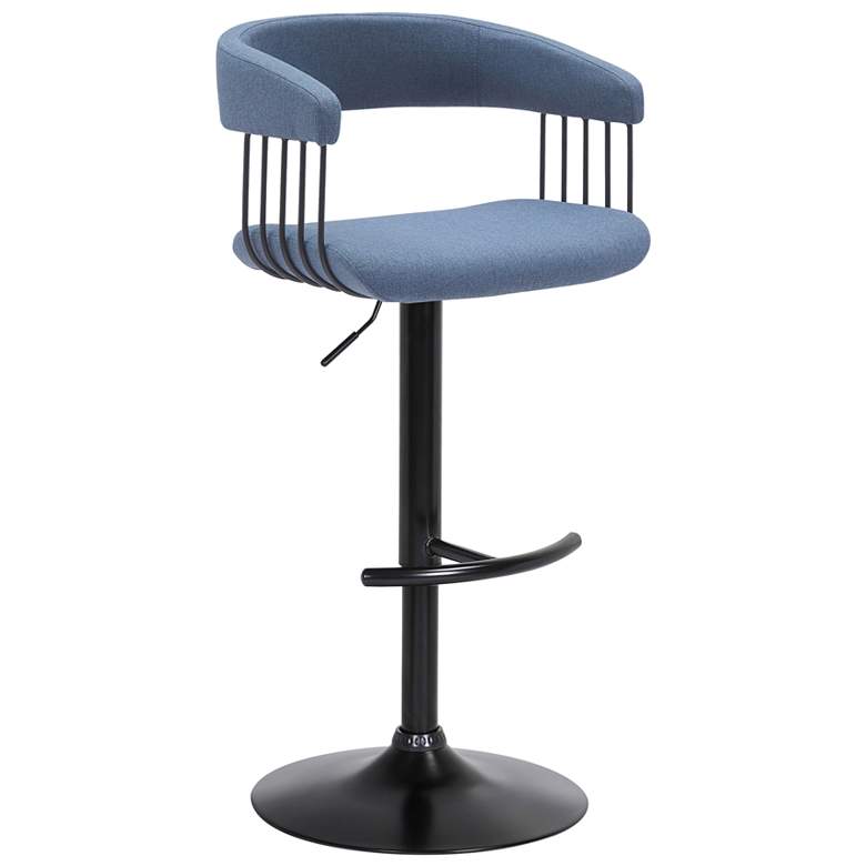 Image 1 Calista Adjustable Barstool in Blue Fabric with Black Metal