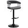 Calista Adjustable Barstool in Grey Faux Leather with Black Metal