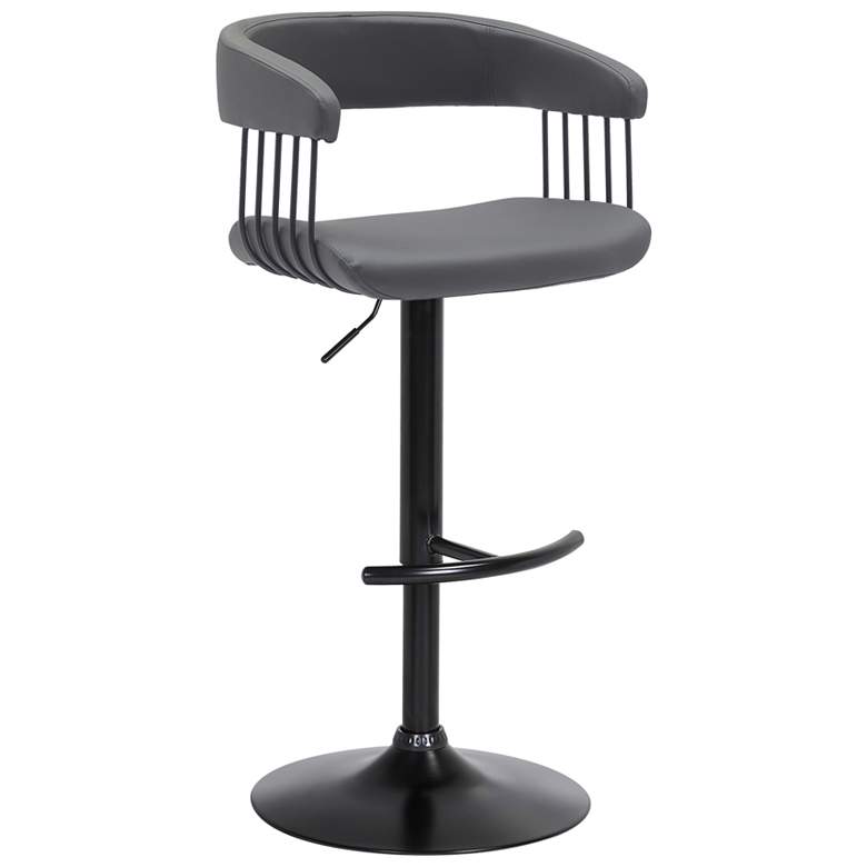 Image 1 Calista Adjustable Barstool in Grey Faux Leather with Black Metal